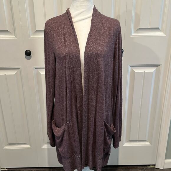 Bobeau XL Jemmy Heathered Purple Brushed Open Front Drape Cardigan Sweater - Picture 5 of 12